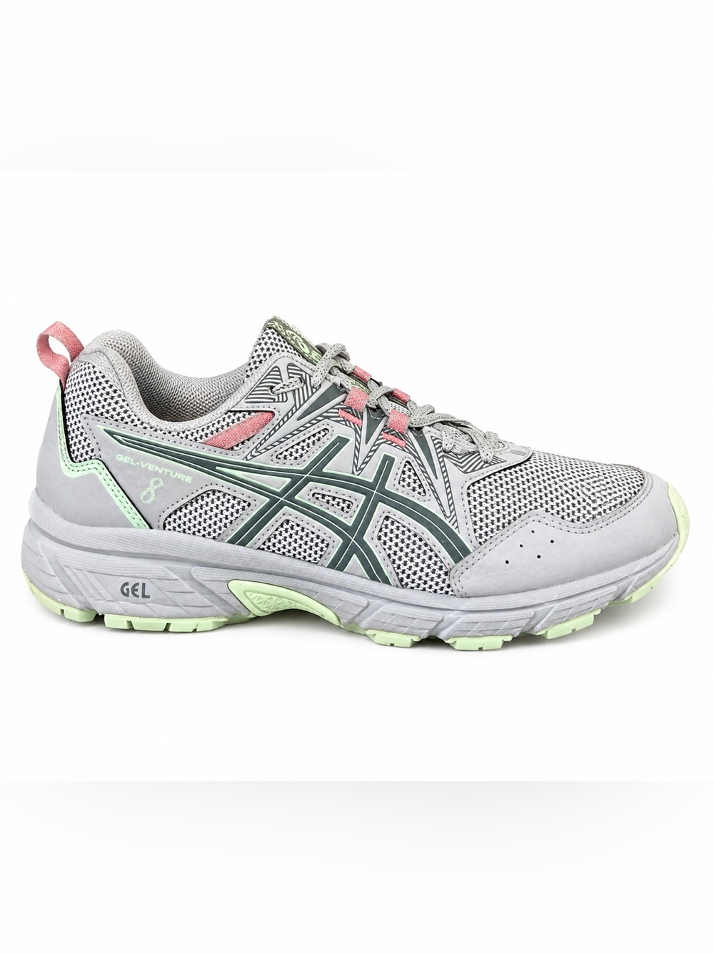 ASICS Women's Piedmont Grey Mint Pink Running/ Walking Shoes US 10 Wide